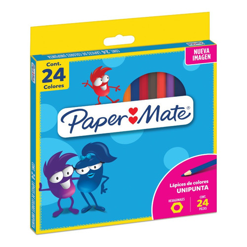 Paper Mate 24 Lápices De Colores Unipunta Hexagonales G10413