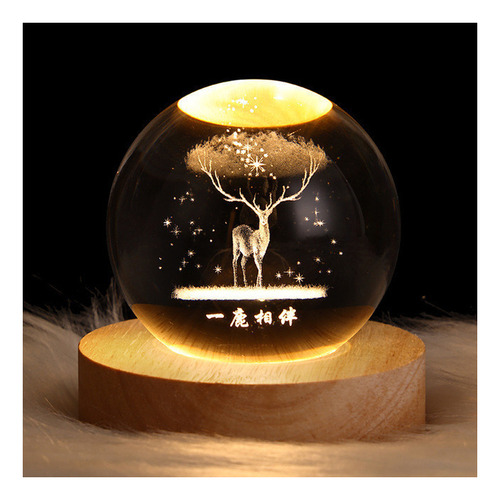 Lámpara de mesa Bright Moon Crystal Ball Night Lights Structure Color Ciervo