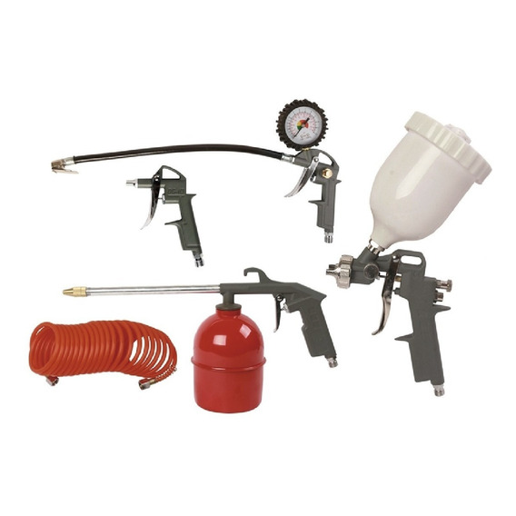 Kit Set Compresor Aire 5 Piezas Pistola Pintar Infla Shimura