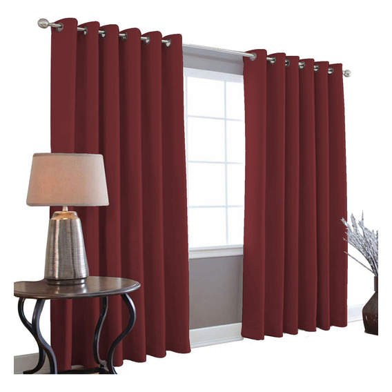 Cortinas Blackout Melocotton - Color VINO - 275cm de Ancho X 215cm de Alto En 2 Páneles - Aislamiento Térmico , Reduce el Ruido Exterior , Cortinas Opacas con Ojales , Lavable en Casa