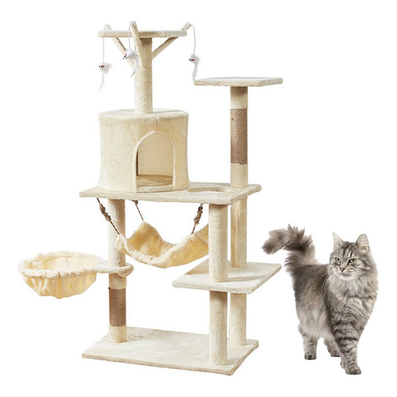 Torre Castillo Rascador Para Gatos Casa - Distintos Modelos Color Beige