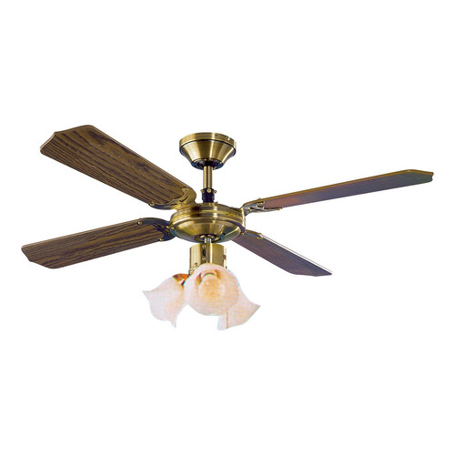 Ventilador de techo James VT 2 F42 4P 3L AB bronce antiguo con 4 aspas color  marrón de  madera, 1050 mm de diámetro 220 V