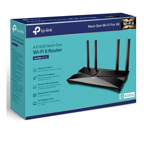 Router Ax1500 Tp-link Archer Ax10 Wifi 6 Dual Band 4 Antenas Color Negro