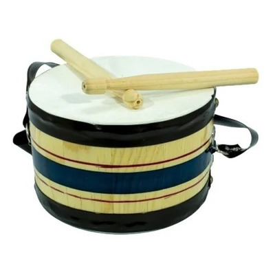 Tambora De Madera Fina Con Baquetas. Instrumento Musical