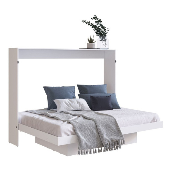 Cama Plegable Horizontal 2 Plazas Manhattan Blanco