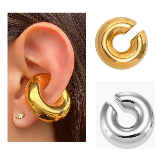 Earcuff Ear Cuff Arete Solitario Chunky Por Par