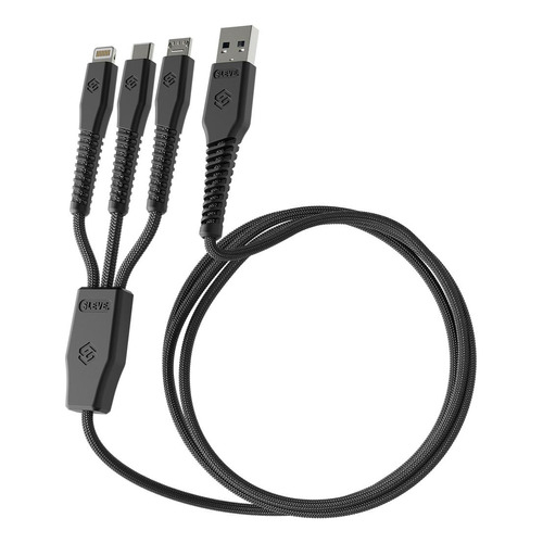 Cable Cargador Sleve Line X Usb A Triple Usb Black Color Negro