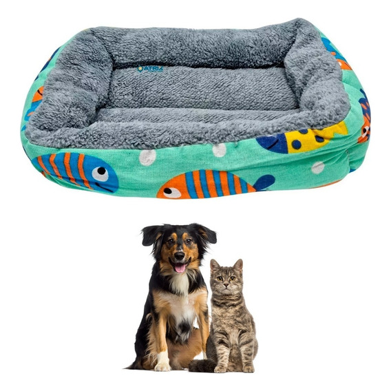 Cucha Cama Colchon Puff Perro Gato Mascota 40x30 Atrix ® Color Peces