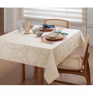 Toalha Forro De Mesa 8 Lugares Tecido Nobre Jacquard