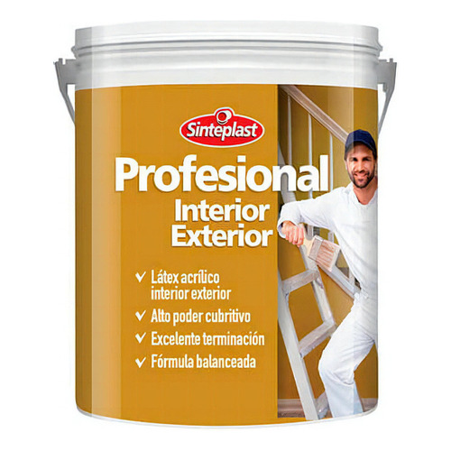 Pintura Latex Profesional Interior Exterior 10lt Sinteplast Acabado Brillante Color Blanco