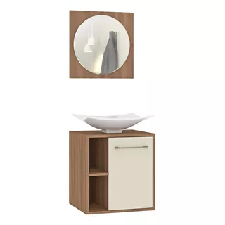 Mueble De Baño Con Bacha Lavamanos Con Espejo Manchester Ad Cantidad De Agujeros Para Grifería Sin Agujeros Bacha Blanco Mueble Manchester Champagne