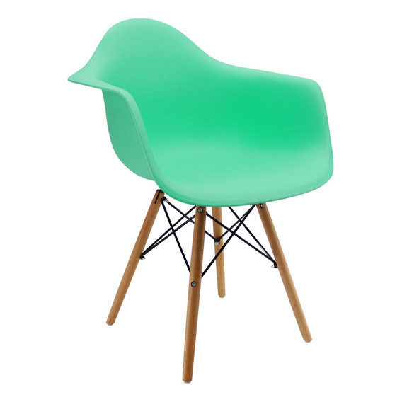 Silla Charles Eames Madera - Negra - Con Brazos Color de la estructura de la silla Verde menta