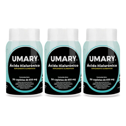 3 Pack Umary Ácido Hialurónico 100% Original 90 Tomas 850mg