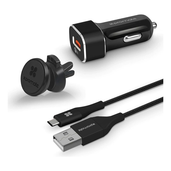 Kit Carga Rápida Auto Soporte Cargador Cable Usb Promate Qc3