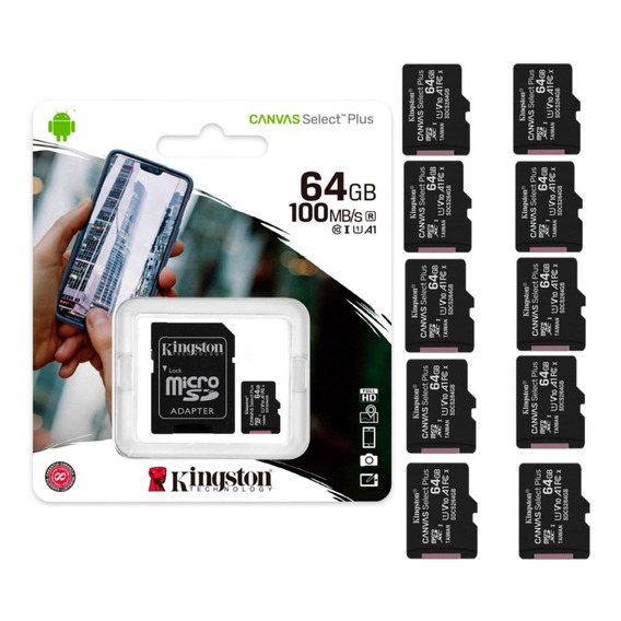 Memoria Micro Sd Kingston 64gb Kit De 10 Unidades