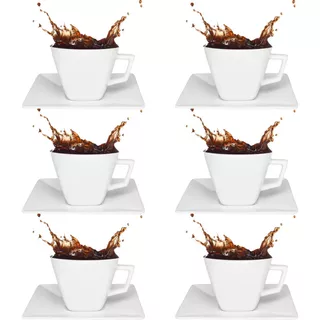 6 Xícara De Café Expresso Com Pires Oxford Porcelana 75ml