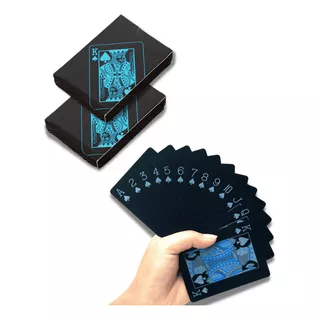 2 Caixas De Baralho Jogo Cartas Preto Com Azul 54 Cartas