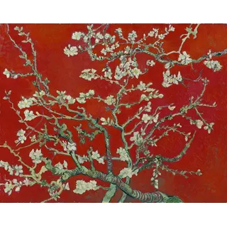 Rama De Almendro En Flor - Van Gogh - Fondo Rojo