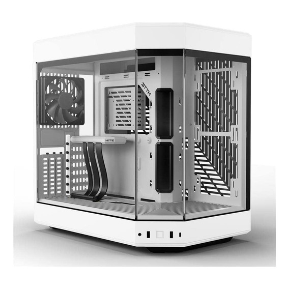 Hyte Y60 - Carcasa Moderna Y Estética De Doble Cámara Panorámica De Vidrio Templado De Media Torre Atx Para Juegos De Computadora Con Cable Elevador Pcie 4.0 Incluido, Blanco Nieve (cs-hyte-y60-ww)