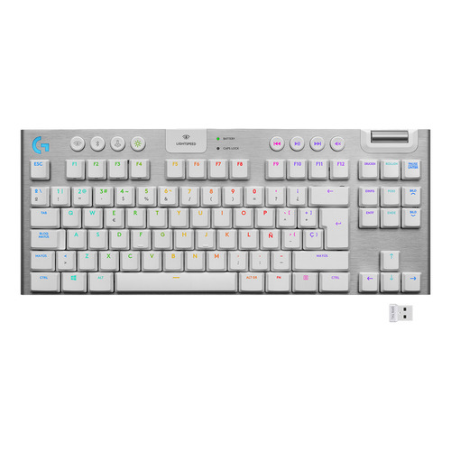 Teclado Gamer Logitech G915 Tkl White Color Idioma Inglés US