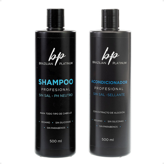 Shampoo Sin Sal + Acondicionador Brazilian Platinum Vegano