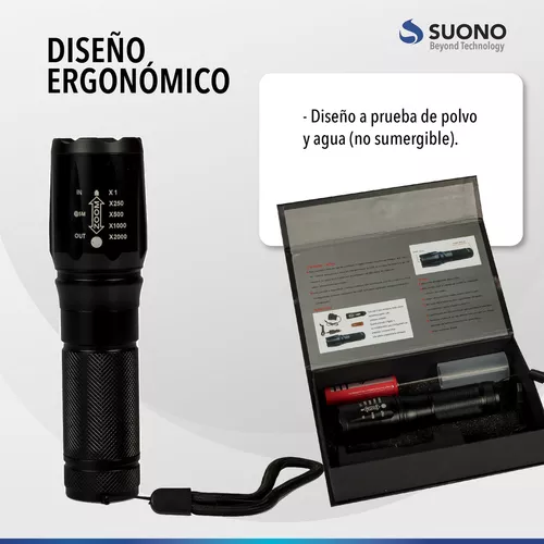 Linterna Táctica Telescópica Suono Led Recargable Zoom Usb