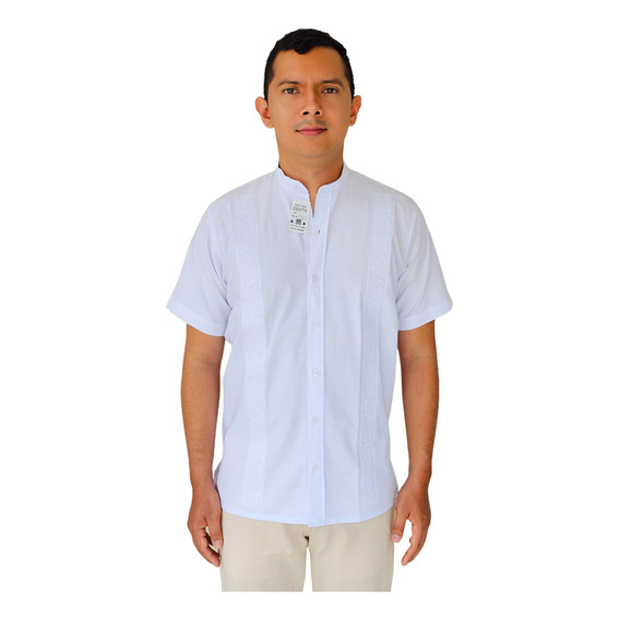 Camisa Guayabera Bordada Cuello Neru