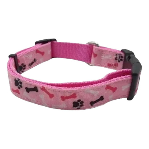 Collar Para Perros Razas Chicas Y Pequeñas Premium Ajustable Color Huesos Rosa