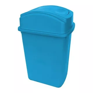 Bote Basura Grande Plástico Azul Tapa Balancín Lateral 65 Lt