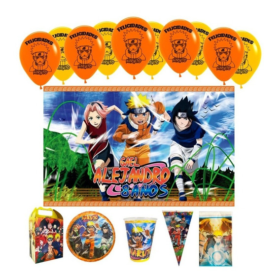 Naruto Decoración Fiesta Globos Lona Naruto + Mantel Kit 20