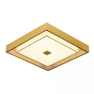 Plafon Quadrado Led 24w Mini Cristal Dourado 3000k Dcx015065