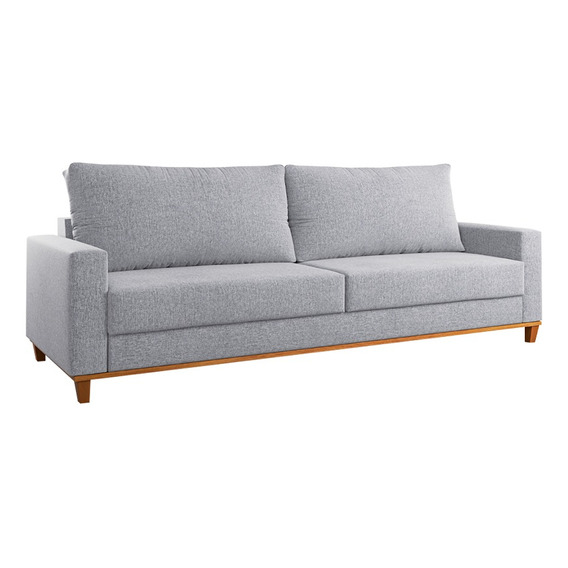 Sillon Sofa 2 Cuerpos Tapizado Tela Patas De Madera Living 