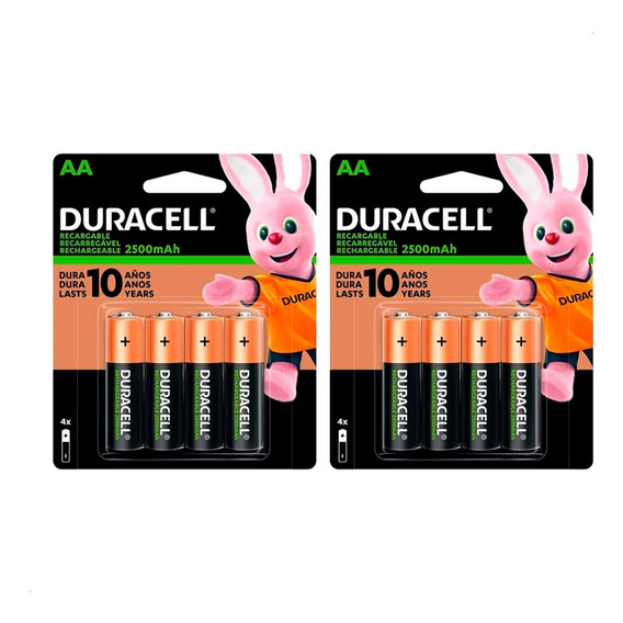 Pilas Recargables Duracell Aa X 8 Unidades 2500 Mah 