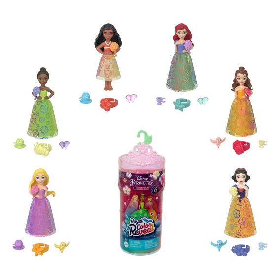 DISNEY Princesa, Muñeca Color Reveal Fiesta Floral, Juguetes Mattel, 3 Años+