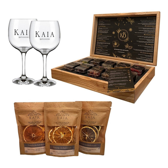 Estuche Mixologia Kaia X10 Botanicos + Cítricos +2 Copas Gin