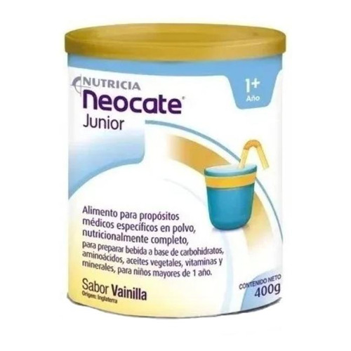 Leche de fórmula en polvo sin TACC Nutricia Neocate Junior sabor vainilla en lata de 1 de 400g - 12 meses a 10 años