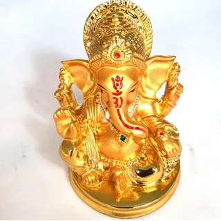 Ganesha Deus Da Prosperidade Pequeno Dourado + Brinde
