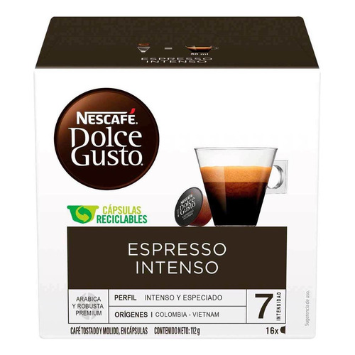Capsulas Nescafé Dolce Gusto espresso intenso 16 unidades