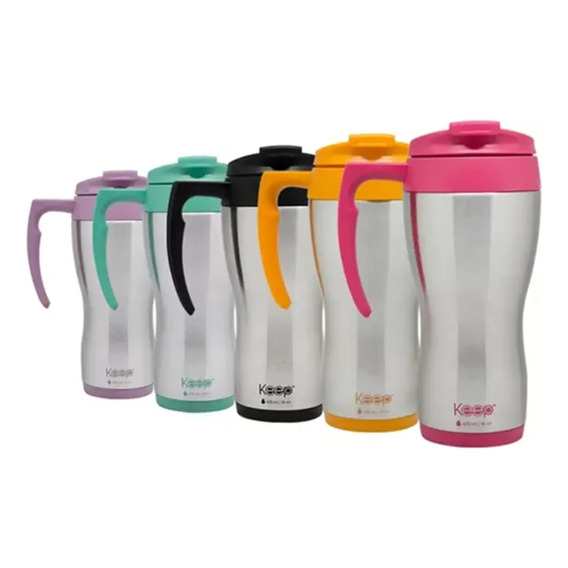 Mug Jarra Con Asa Metalico Keep 470 Ml Termica 