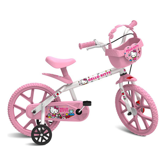 Bicicleta Rod 14 Hello Kitty Con Canasto Y Ruedas - El Rey