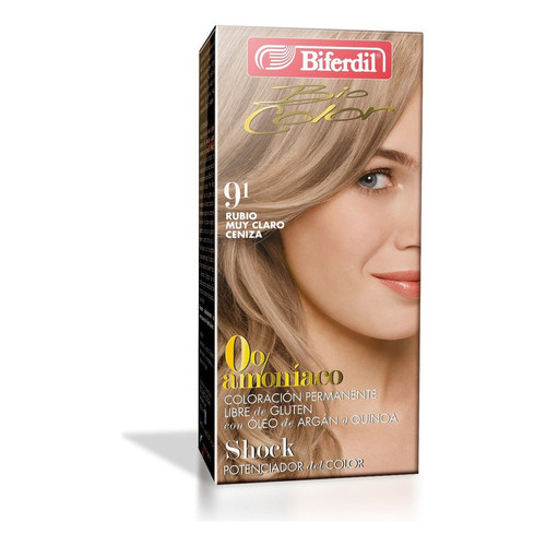  Tintura Biferdil Biocolor 0% Amoniaco Libre De Gluten Nº9.1 Tono Nº9.1 Rubio Muy Claro Ceniza