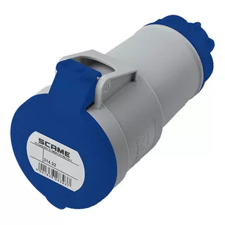 Ficha Industrial Hembra Acople Scame 2p+t 32a 6h Ip44 Color Azul