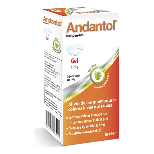Gel post solar Sanfer  Andantol 0.75 g Gel Con Frasco Con 100 g