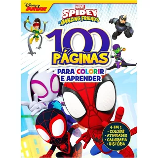 Livro Infantil 100 Páginas P/ Colorir Marvel Aranha E Amigos