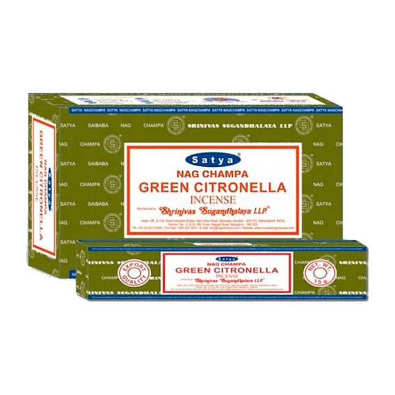Sahumerios Satya Nag Champa - 12 Unidades Fragancia Green Citronella