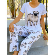 Pijama De Mujer Pug De Pantalon Con Busa