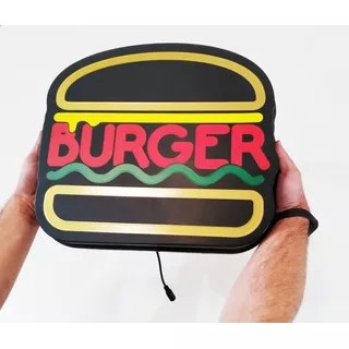 Luminsoso Burger Hamburguer Led Placa Letreiro Display