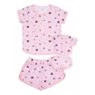 Pijama Infantil Teddy Club Ma0233 +roupa Boneca Marthiê