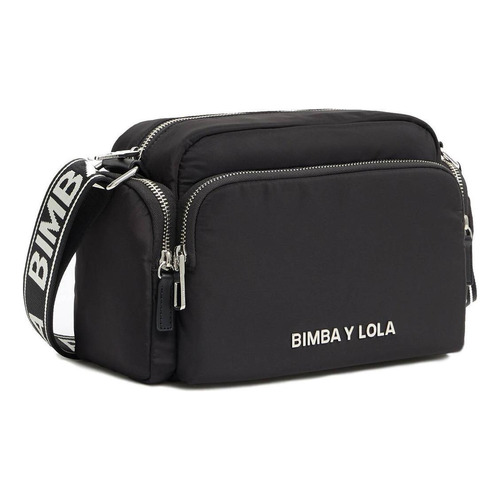 Bolsa bandolera Bimba y Lola Olympia Collection Bolso bandolera M nylon diseño lisa de nailon  negra con correa de hombro negra y blanca