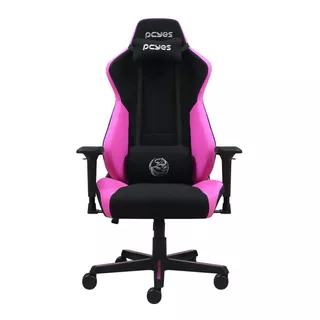 Cadeira De Escritório Pcyes Mad Racer V8 Turbo Gamer Ergonômica  Preto E Rosa Com Estofado De Poliéster